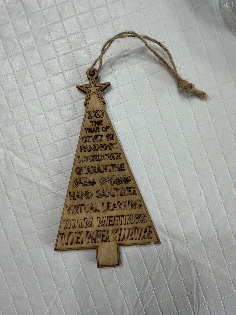 Wooden 2020 Holiday Tree Ornament - Natural Brown